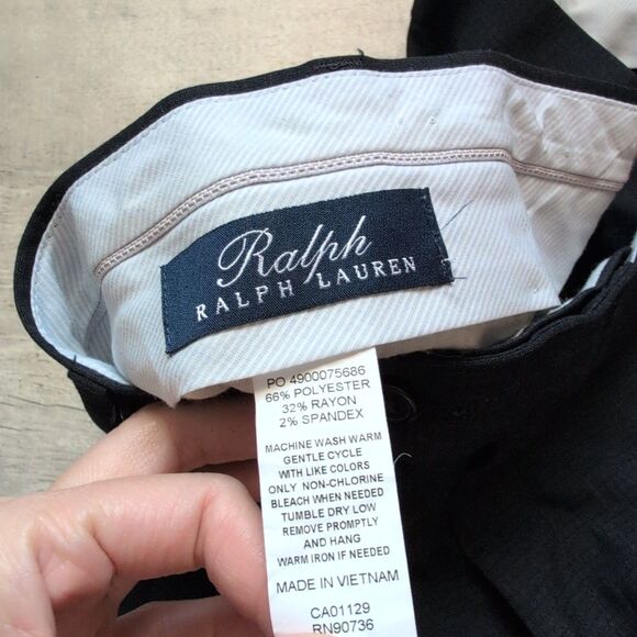 Polo by Ralph Lauren Dress Pants Mens 42Wx32L In Black Pleated - Picture 3 of 6